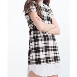 ZARA | Trendy Black & White Plaid Layered Dress